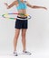 A woman exercising with hula hoop