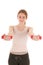 Woman exercising with small dumbbells