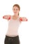 Woman exercising with small dumbbells