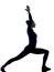 Woman exercising Virbhadrasana I warrior pose yoga silhouette