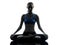 Woman exercising yoga meditating silhouette