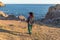 Woman exploring Spanish coastline