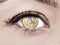 Woman eye close up euro coin