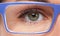 Woman eyes with eyeglasses.