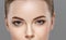 Woman eyes nose face close-up studio.