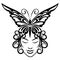 Woman face with butterfly hairdress