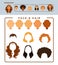 Woman face constructor with samples of heads and hairstyles