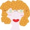 Woman face curly hair illustration