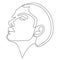 Woman face drawing profile side view portrait made of continuous line minimalist vector illustration