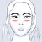 Woman face massage instruction arrows lines vector illustration