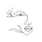 Woman face one line drawing. Design element for beauty logo, card, fashion apparel print. Continious contour of eyes