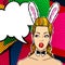 Woman face in pop art style with Bunny ears.