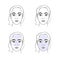 Woman face portraits skin type set vector illustration