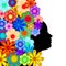 Woman Face Silhouette Hair Colorful Flowers