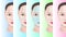 Woman face step by step treatment acne