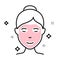 Woman with Facial Sparkle Mask Line Icon. Beauty Cosmetic Face Mask for Girl Linear Pictogram. Female Face Skin Care