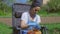 Woman farmer checking onion seedlings