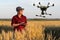 Woman farmer controls drone