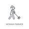 Woman Farmer linear icon. Modern outline Woman Farmer logo conce