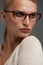 Woman In Fashion Glasses. Beautiful Female In Stylish Eyeglasses