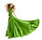 Woman fashion green gown, long evening dress