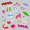 Woman Fashion Stickers, Badges and Patches with Accessories and Clothes