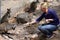 Woman Feeding Wallabies