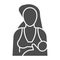 Woman feeds her baby solid icon. Mother holding and feeding a child glyph style pictogram on white background