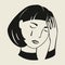 Woman feels unhappy, crying, depressive mood. Hand drawn vector illustration of person with panic or mental disorder