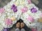 Woman feet, flowers and love