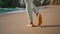 Woman feet walking sand beautiful beach closeup. Unknown girl stepping seashore