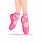 Woman feet wear ballerina shoes, ballet athlete symbol illustration vector