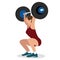 Woman female weight lifting training lift bar strength workout vector illustration strong body