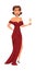 Woman in festive dress flat vector characters