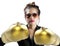 Woman fighting concept with golden boxing gloves