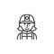 Woman firefighter avatar character line icon