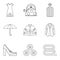 Woman firm icons set, outline style