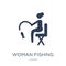 Woman Fishing icon. Trendy flat vector Woman Fishing icon on white background from Ladies collection