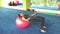 Woman fitness. beautiful Caucasian senior woman doing exercise with ball in gym . healthy lifestyle