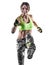 Woman fitness boxing pilates excercises isolated