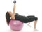 Woman fitness exercising dumbbell weights cor