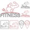 woman of fitness outline silhouette character,icons and