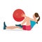 Woman fitness position using stability ball excercise gym training workput balance female