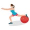 Woman fitness position using stability ball excercise gym training workput balance female