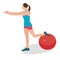 Woman fitness position using stability ball excercise gym training workput balance female