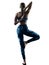 Woman fitness Stretching excercises silhouette