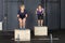 Woman fitness training - jump on a box