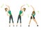 Woman fitness. Vector girl doing sport physical exercise. Woman exercising various different training poses. Active and
