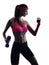 Woman fitness weights training exercises silhouette