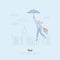 Woman floating on umbrella over city, getting inspired to achieve success, personal growth, achievements, self